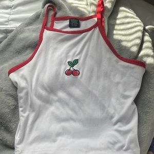 Cherry Printed Cropped Tank